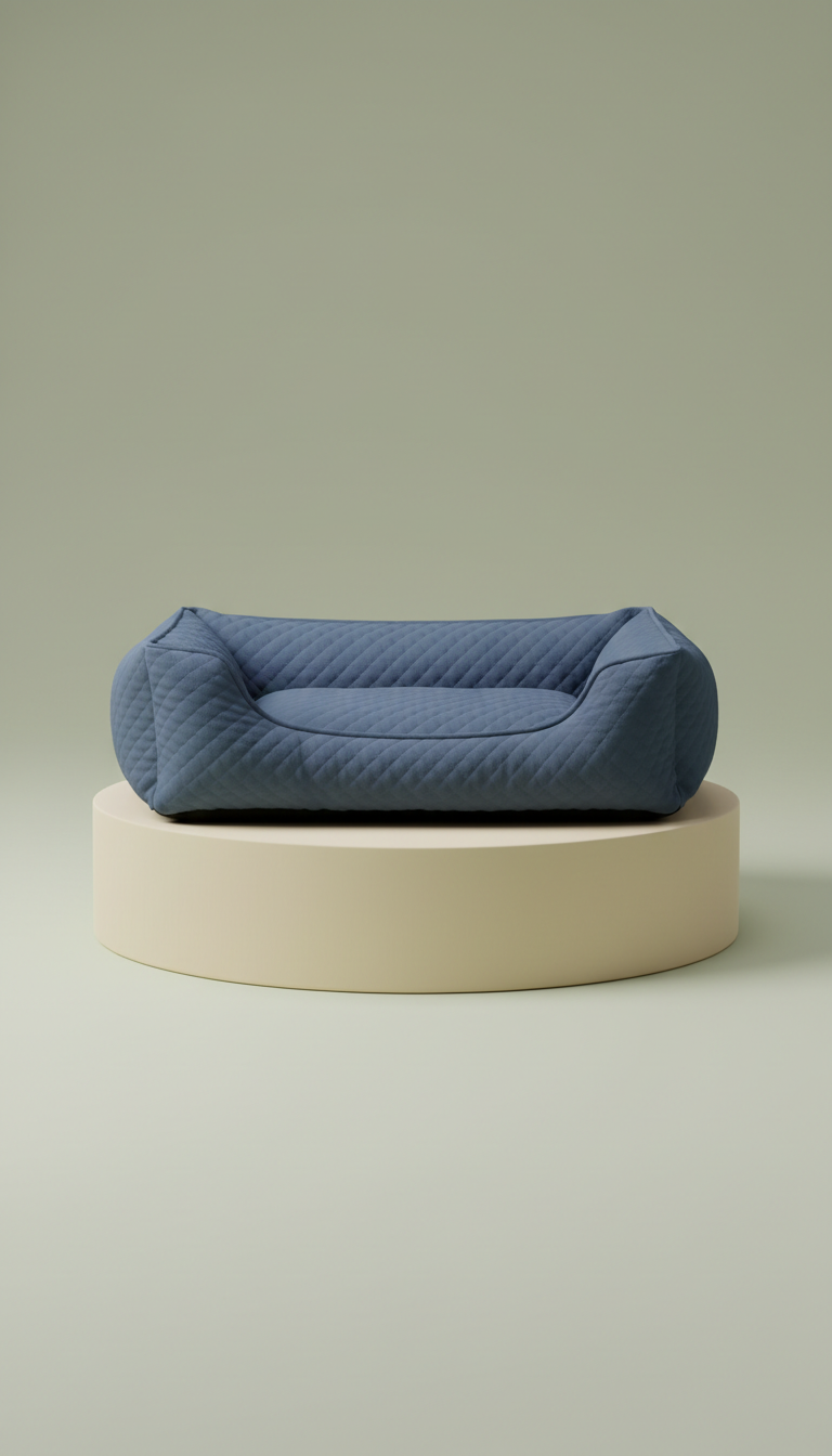 Quilted Dog Bed In Slate Blue